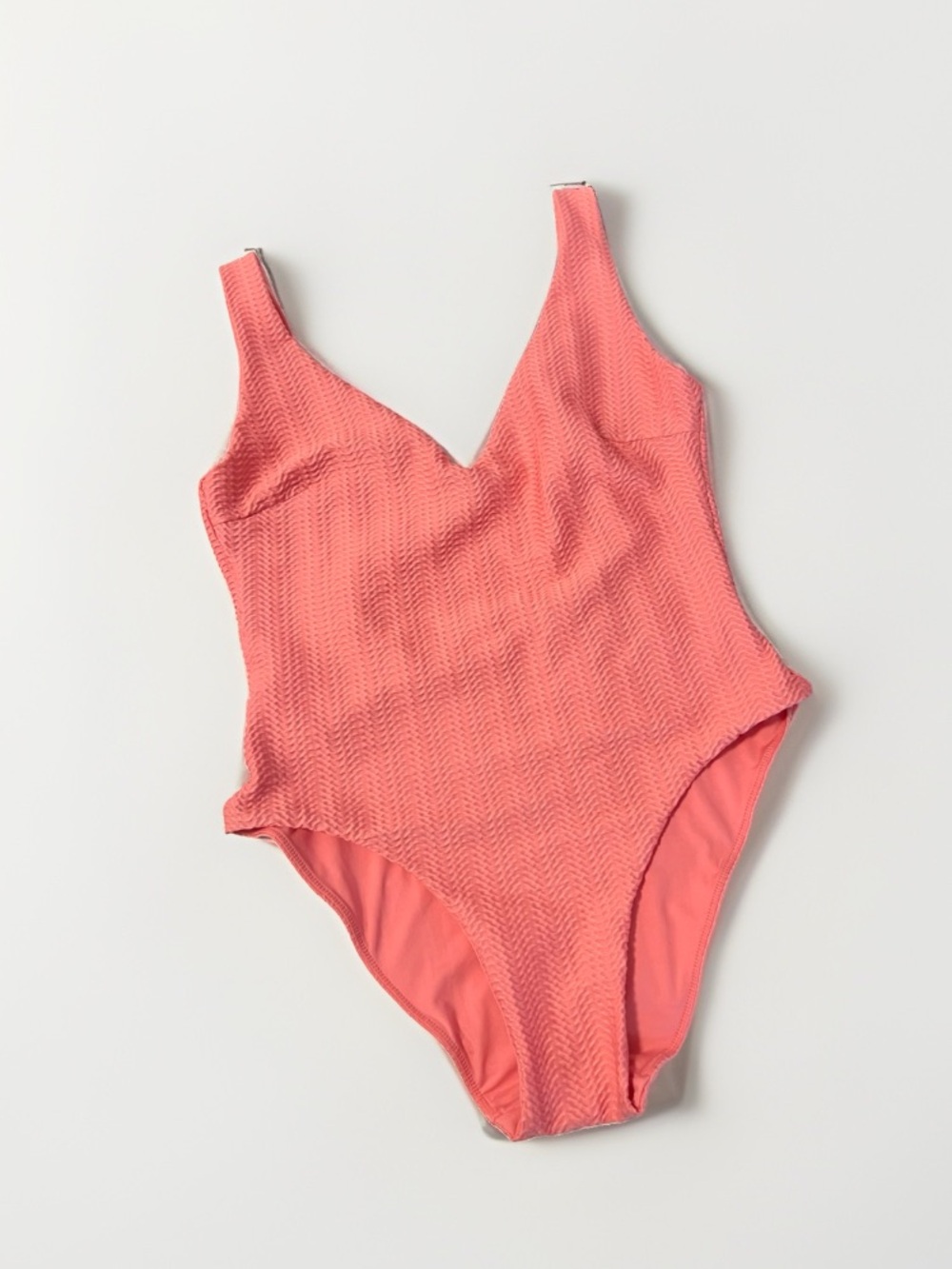Monday Swimwear Santa Catarina One Piece Crinkle Chevron Peach Sz L